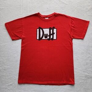 Duff Beer Graphic T Shirt Mens Medium Red Short Sleeve Simpsons Cartoon TV Show
